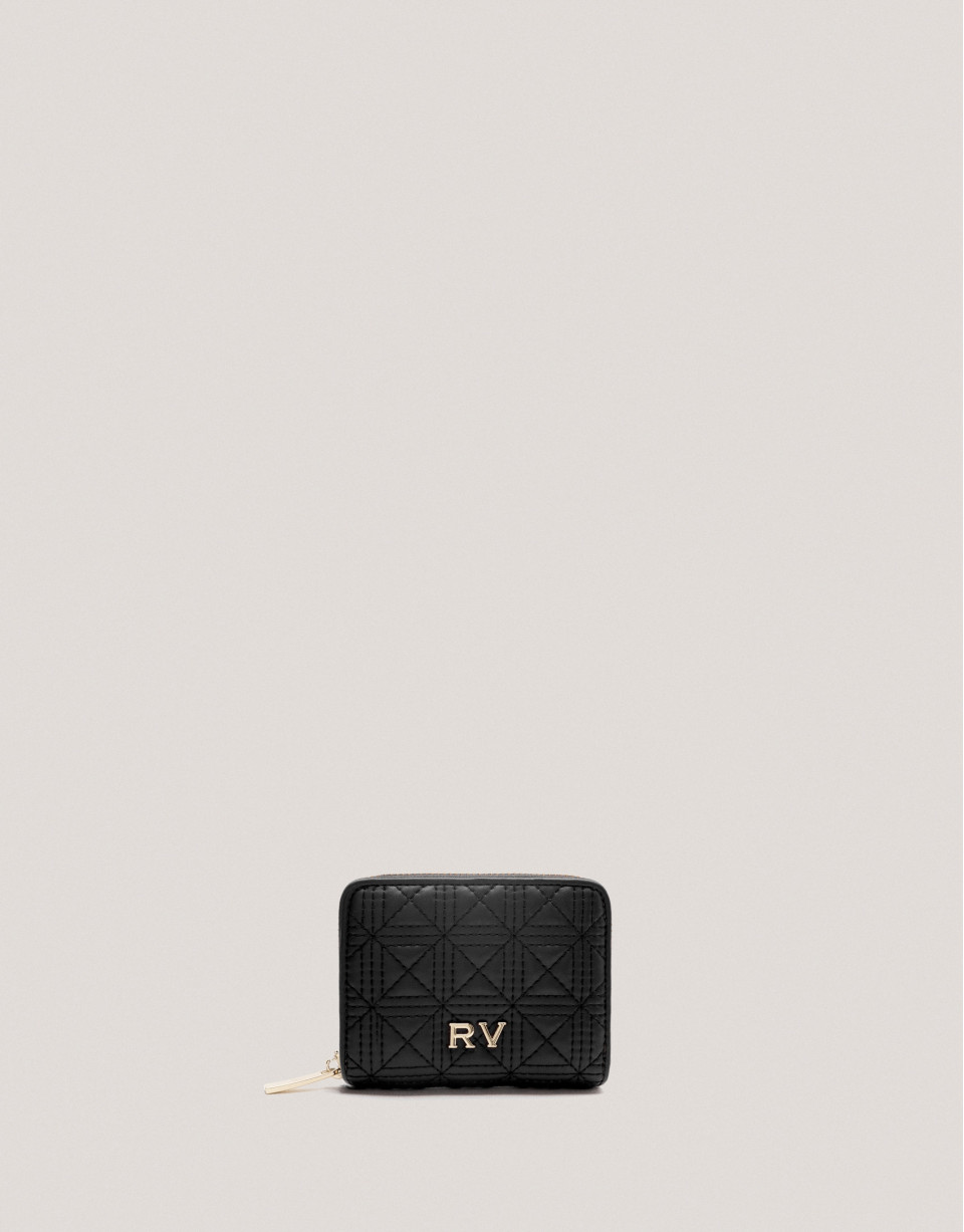 Cartera monedero Linda piel acolchada negro | Roberto Verino