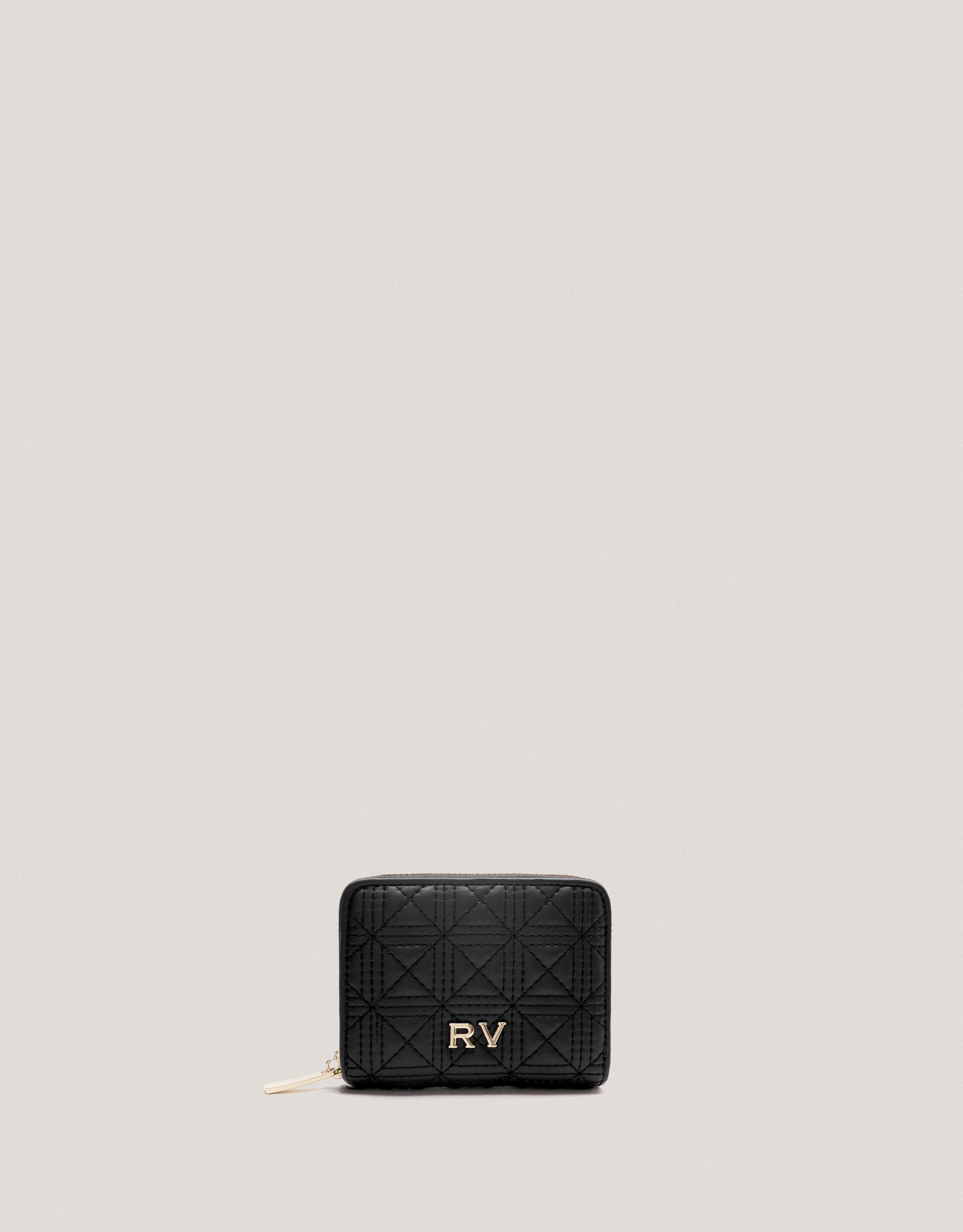 Black quilted leather Linda wallet and coin ... | Roberto Verino