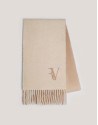 Faded camel wool and alpaca scarf with RV logo | Roberto Verino