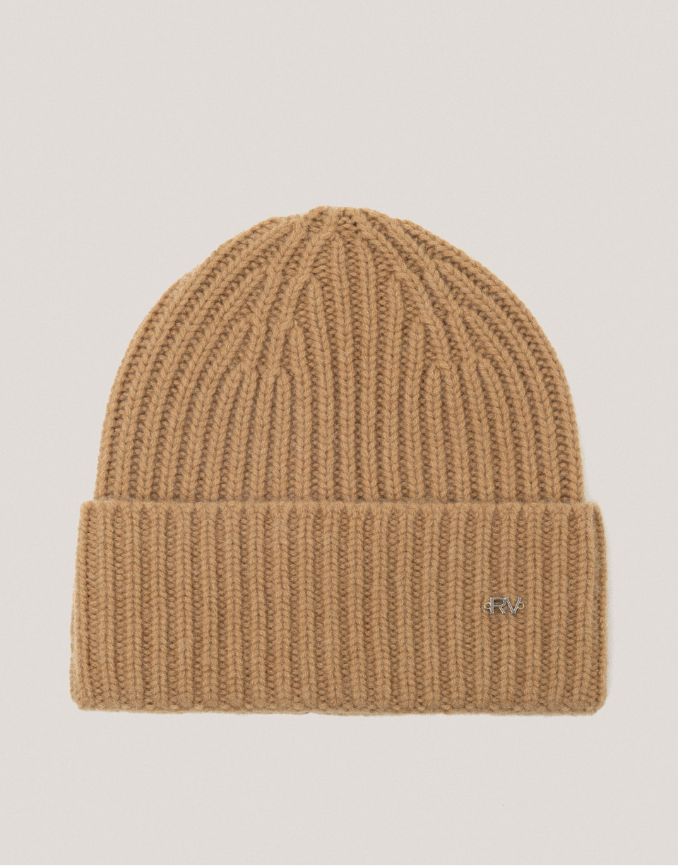 Camel ribbed alpaca and cashmere cap - Woman | Roberto Verino