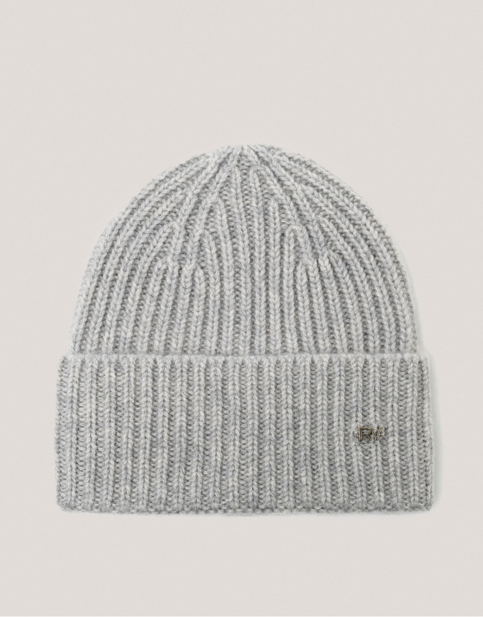 Gray ribbed alpaca and cashmere cap - Woman | Roberto Verino