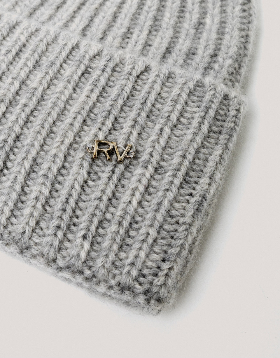 Gray ribbed alpaca and cashmere cap - Woman | Roberto Verino
