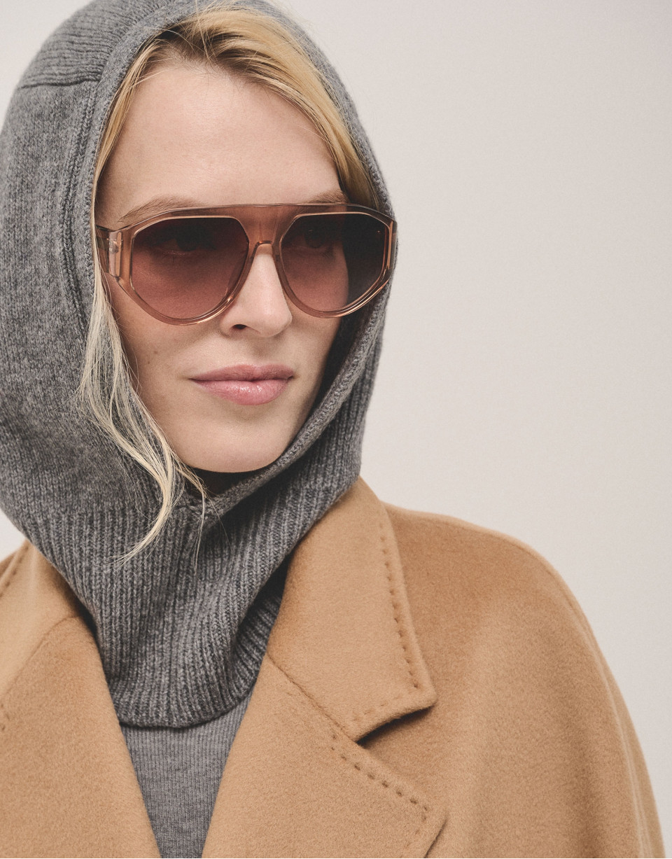 Gorro balaclava lana y cashmere gris - Mujer | Roberto Verino
