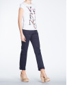 Navy blue straight cotton pants with 5 pockets 