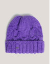 Purple wool and alpaca braided knit cap