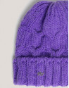 Gorro lana y alpaca punto trenzado morado