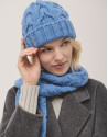Blue wool and alpaca braided knit cap - Woman | Roberto Verino