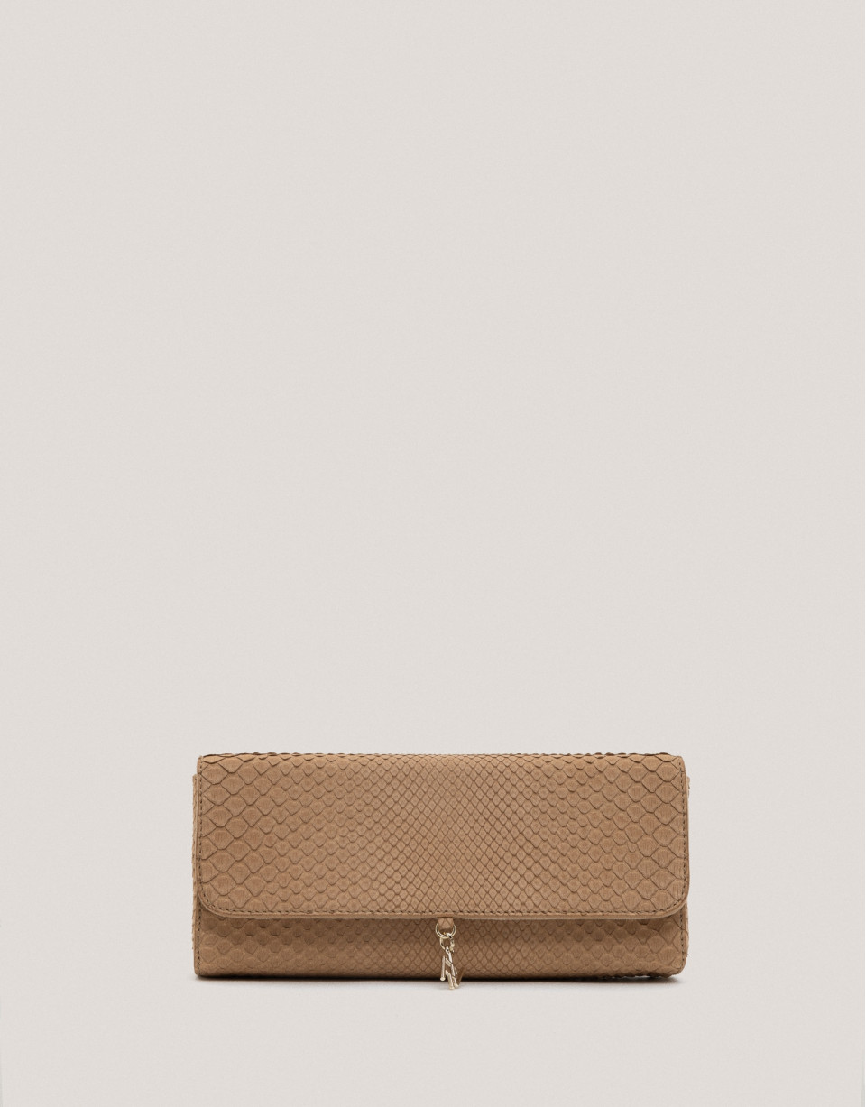 Beige snakeskin Ariana clutch bag - Sale | Roberto Verino