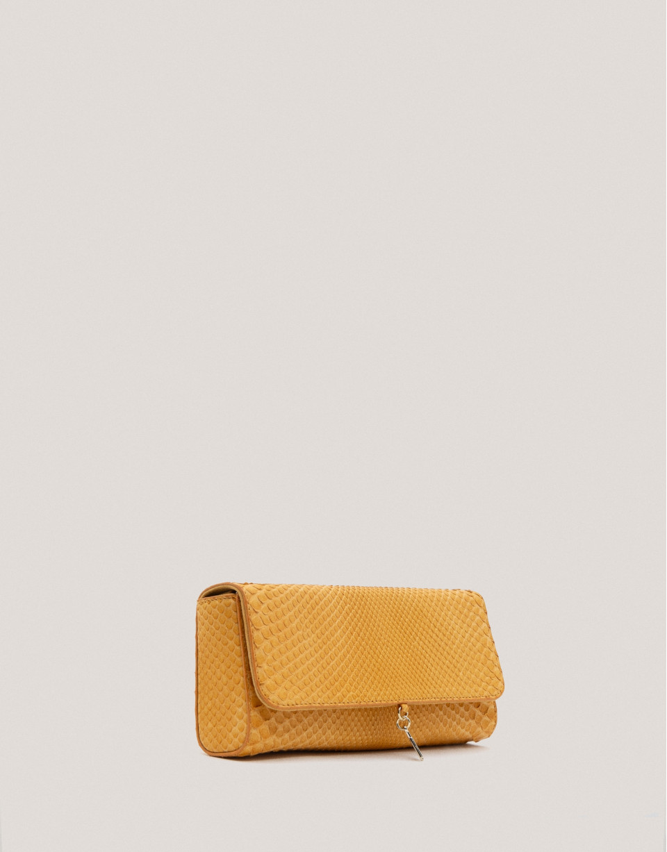 Mustard snakeskin Ariana clutch bag - Sale | Roberto Verino