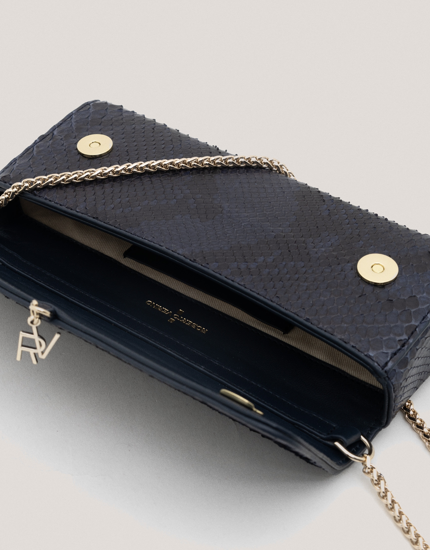 Dark blue snakeskin Ariana clutch bag - Sale | Roberto Verino