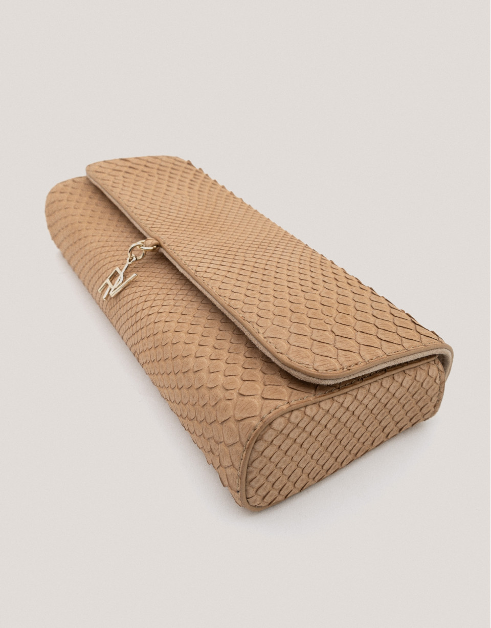 Beige snakeskin Ariana clutch bag - Sale | Roberto Verino