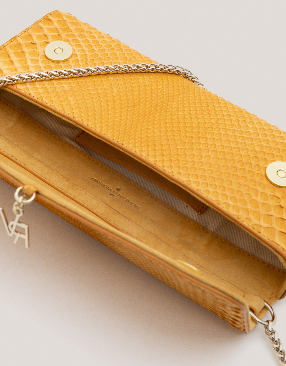 Mustard snakeskin Ariana clutch bag - Sale | Roberto Verino