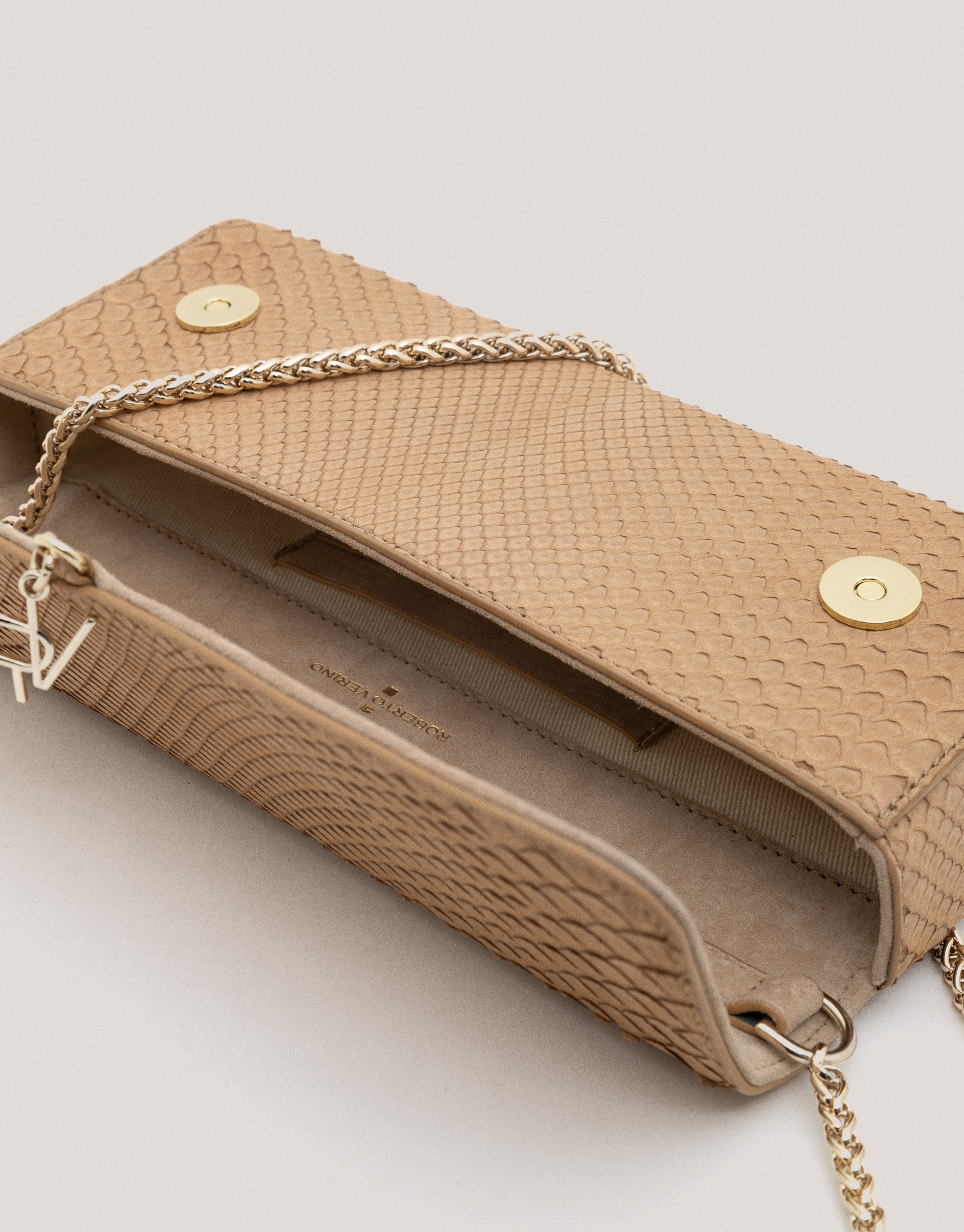 Beige snakeskin Ariana clutch bag - Sale | Roberto Verino