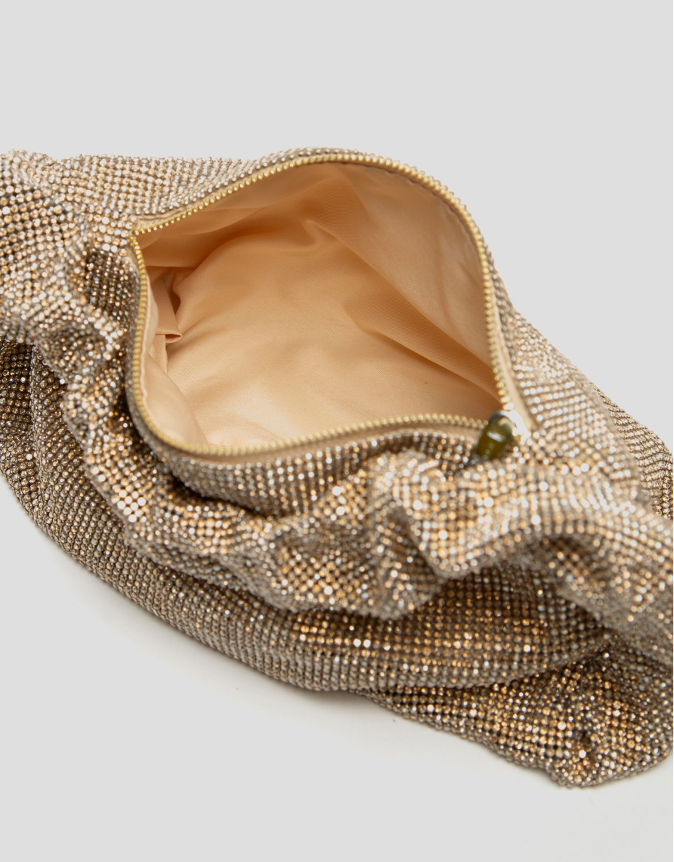 Gold Ariana Crystal Mesh handbag