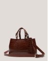 Bolso Satchel Miranda piel grabada coco marrón