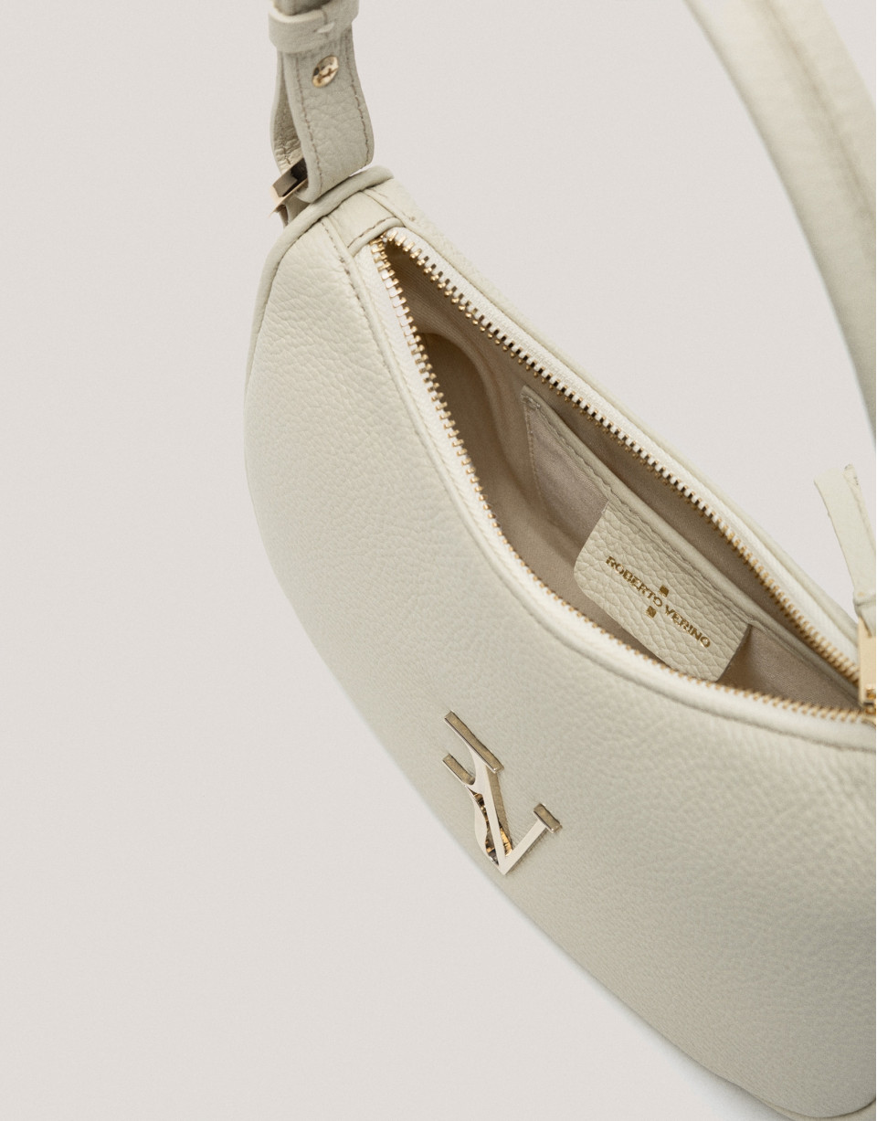 Beige leather Sun Moon shoulder bag