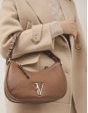 Camel leather Sun Moon shoulder bag
