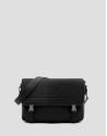 Bolso messenger nailon y piel negro