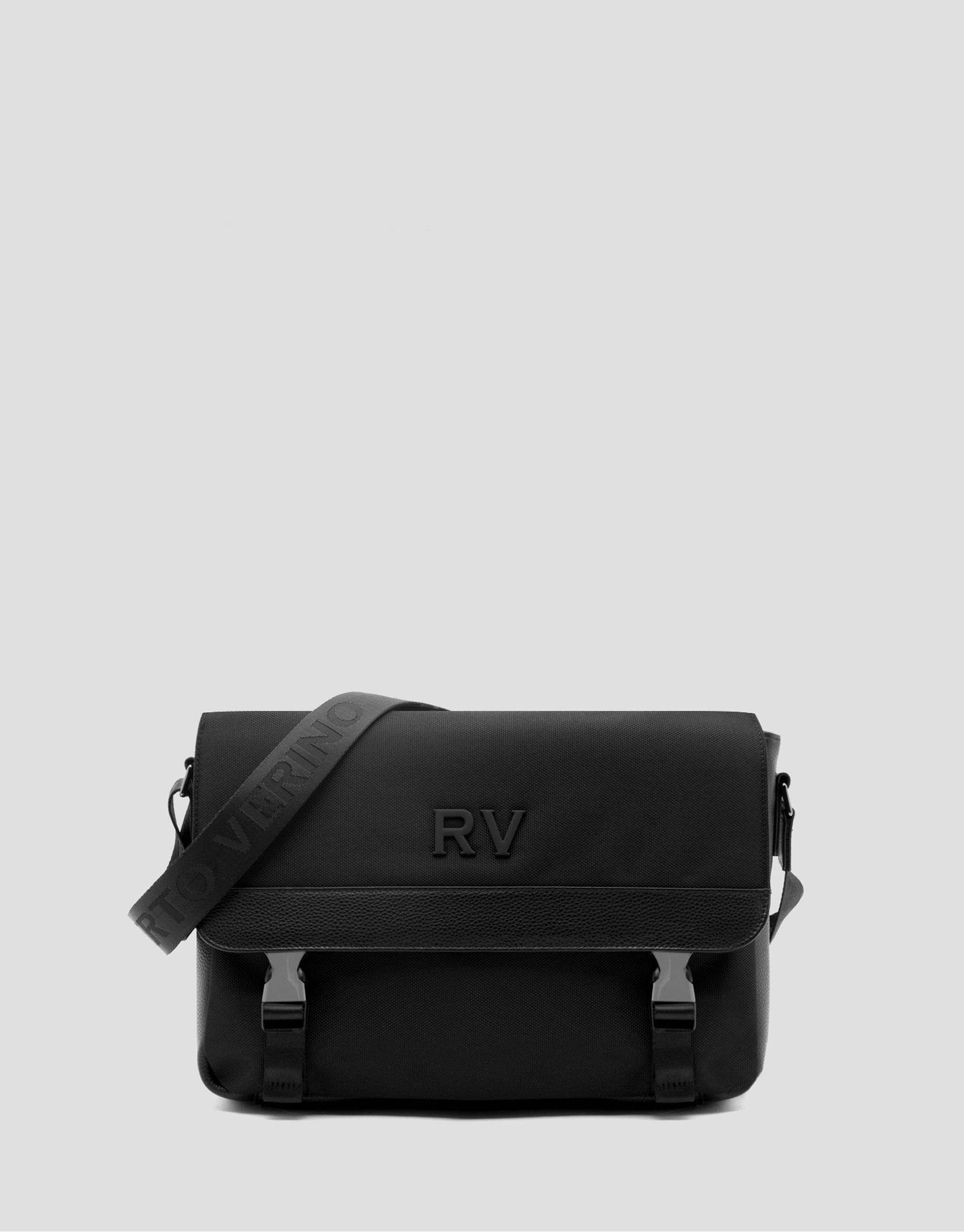 Black leather and nylon messenger bag