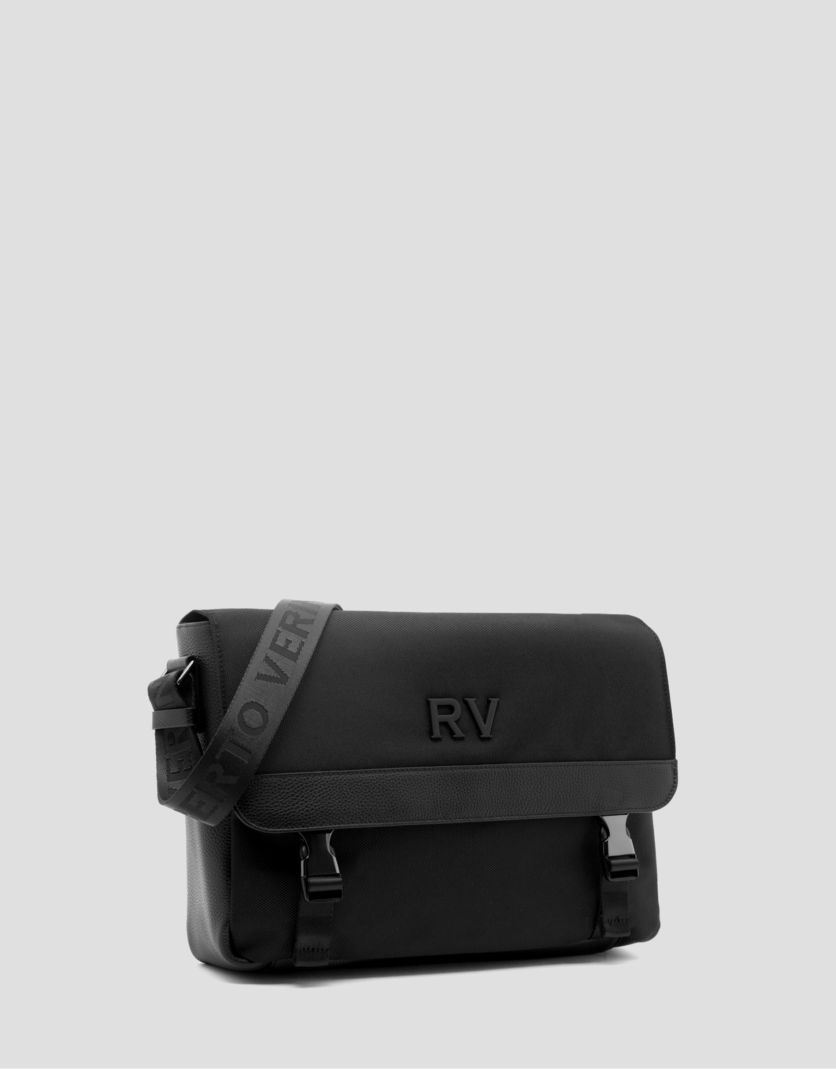 Black leather and nylon messenger bag