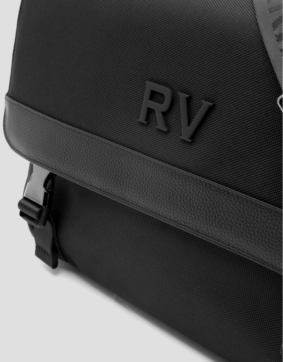 Black leather and nylon messenger bag