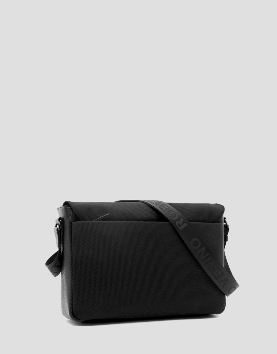 Black leather and nylon messenger bag