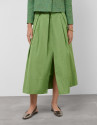 Long green taffeta skirt with front slit | Roberto Verino
