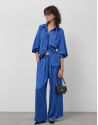 Deep blue palazzo pants with floral damask | Roberto Verino