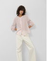 Pink and white striped blouse with puffed ... | Roberto Verino