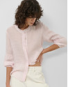Pink and white striped blouse with puffed ... | Roberto Verino