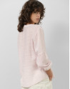 Pink and white striped blouse with puffed ... | Roberto Verino