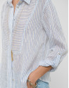 Blusa manga larga remangada rayas azul y blanco | Roberto Verino