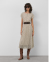 Black and white midi dress with pleats and ... | Roberto Verino
