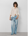 Blusa oversize ramio blanco con bordado - Mujer | Roberto Verino
