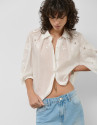 Blusa oversize ramio blanco con bordado - Mujer | Roberto Verino