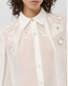 Blusa oversize ramio blanco con bordado - Mujer | Roberto Verino