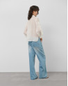 Blusa oversize ramio blanco con bordado - Mujer | Roberto Verino