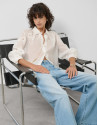 Blusa oversize ramio blanco con bordado - Mujer | Roberto Verino