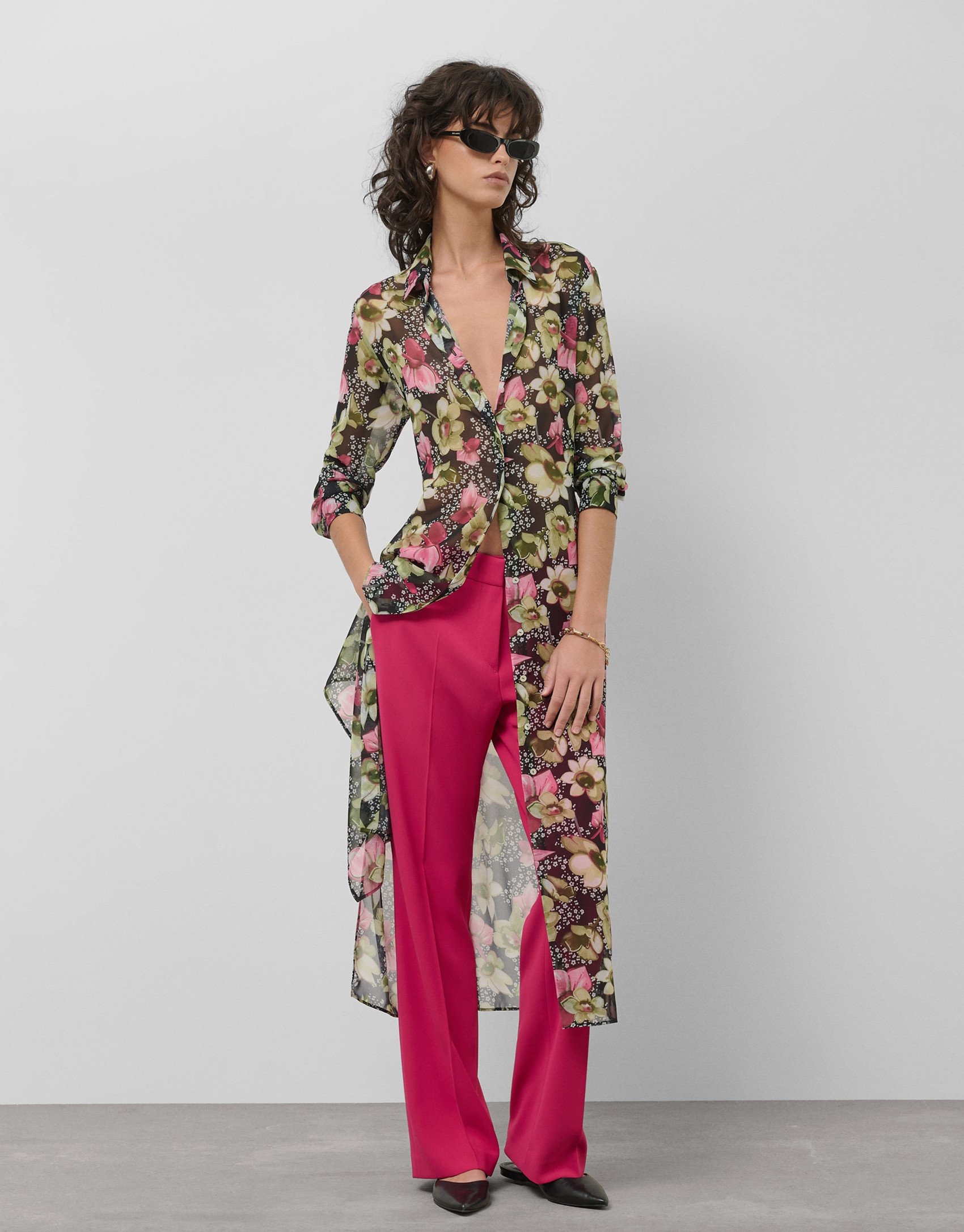 Vestido camisero midi manga larga crepe ... | Roberto Verino