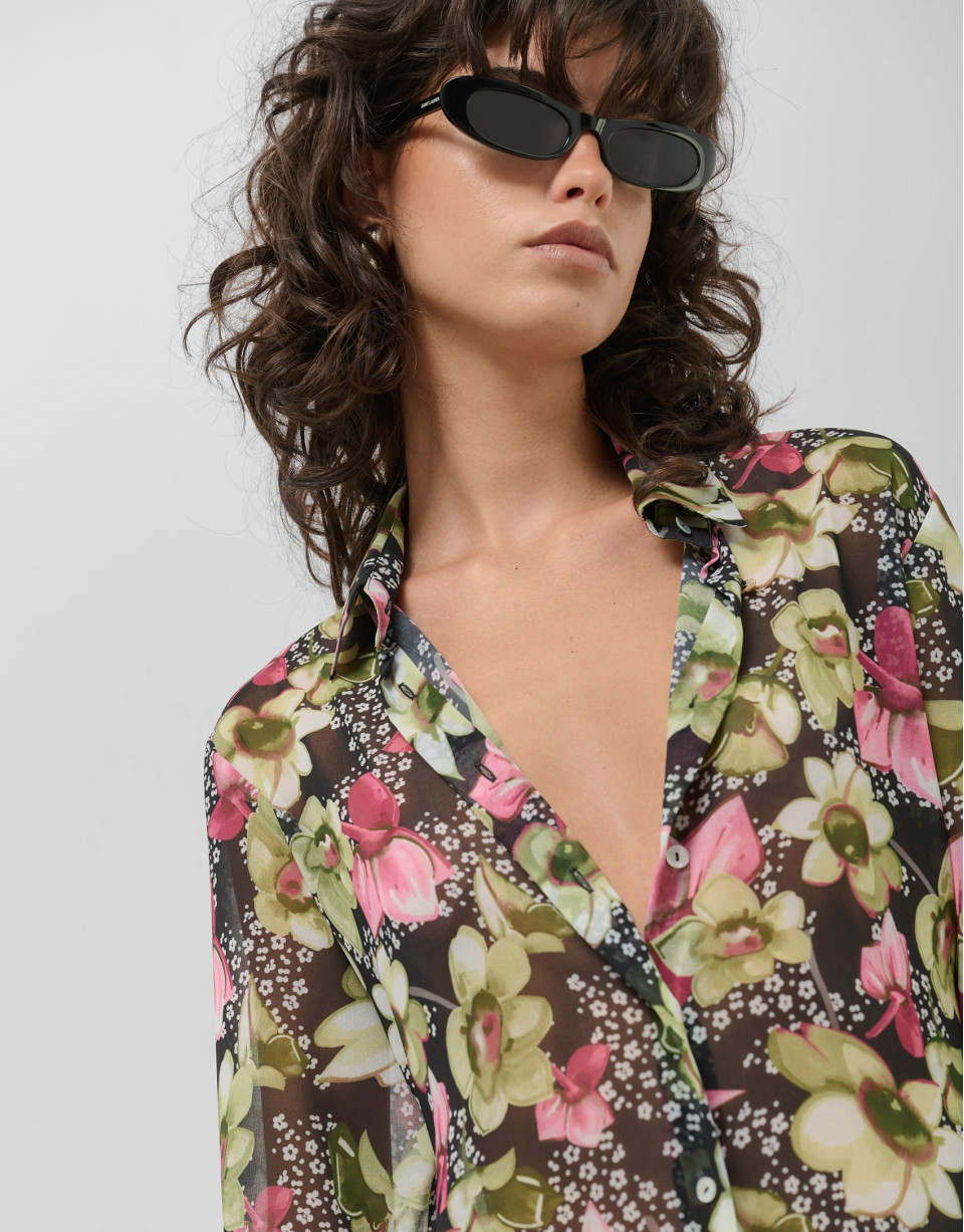 Vestido camisero midi manga larga crepe ... | Roberto Verino