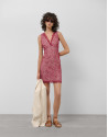 Short raspberry guipure sleeveless dress with... | Roberto Verino
