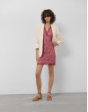 Short raspberry guipure sleeveless dress with... | Roberto Verino