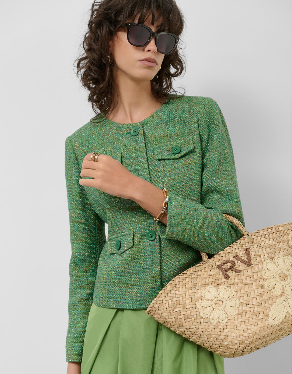 Green tweed short jacket - Woman - SS2025 | Roberto Verino