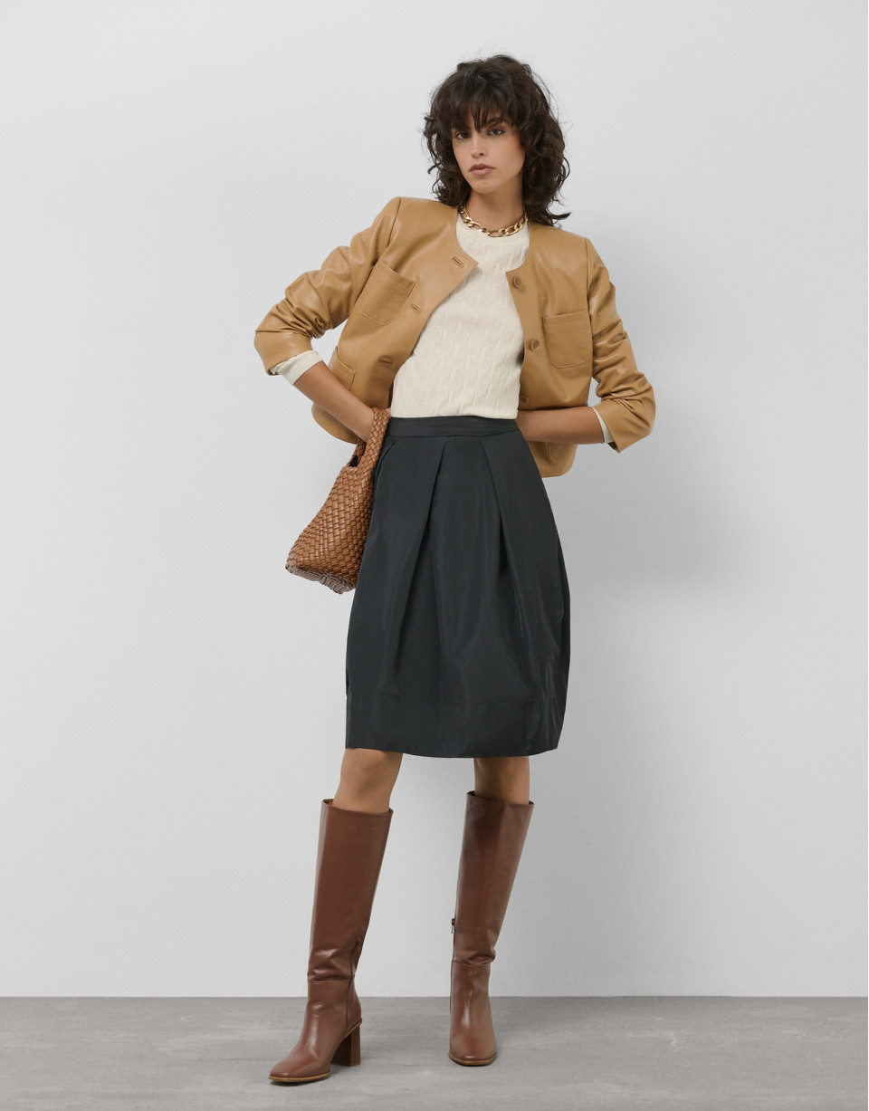 Short camel nappa jacket - Woman - SS2025 | Roberto Verino