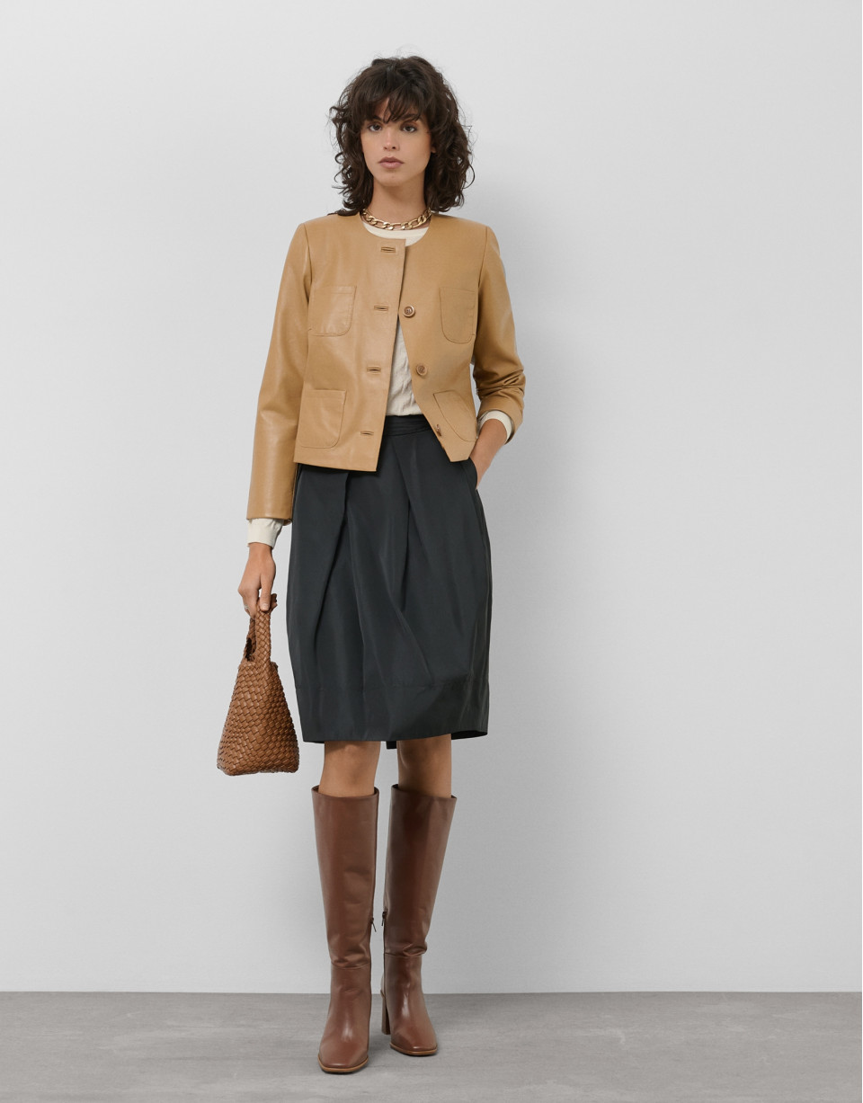 Chaqueta corta napa camel - Mujer - PV2025 | Roberto Verino