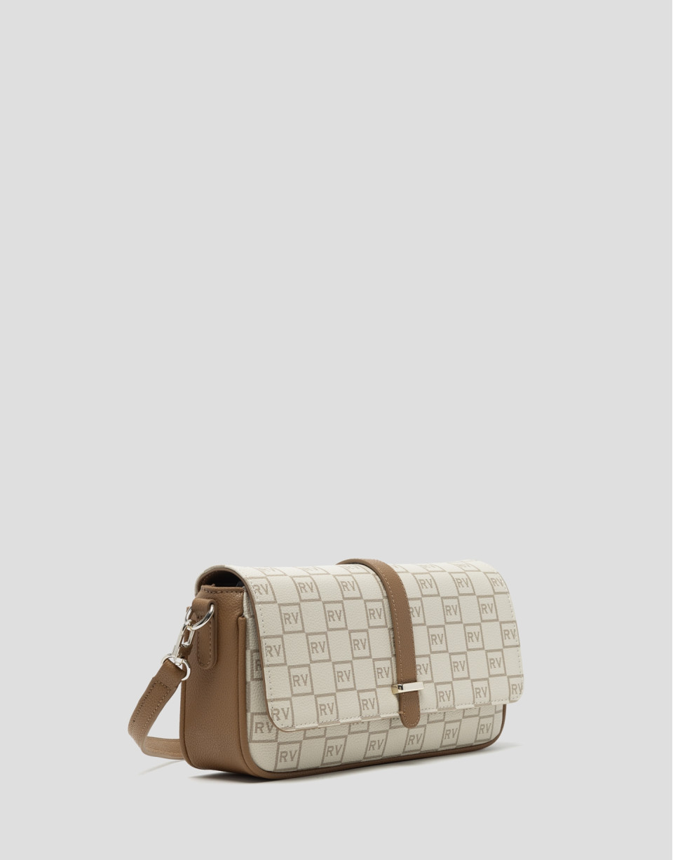 Cream colored baguette Gala bag with RV logos | Roberto Verino