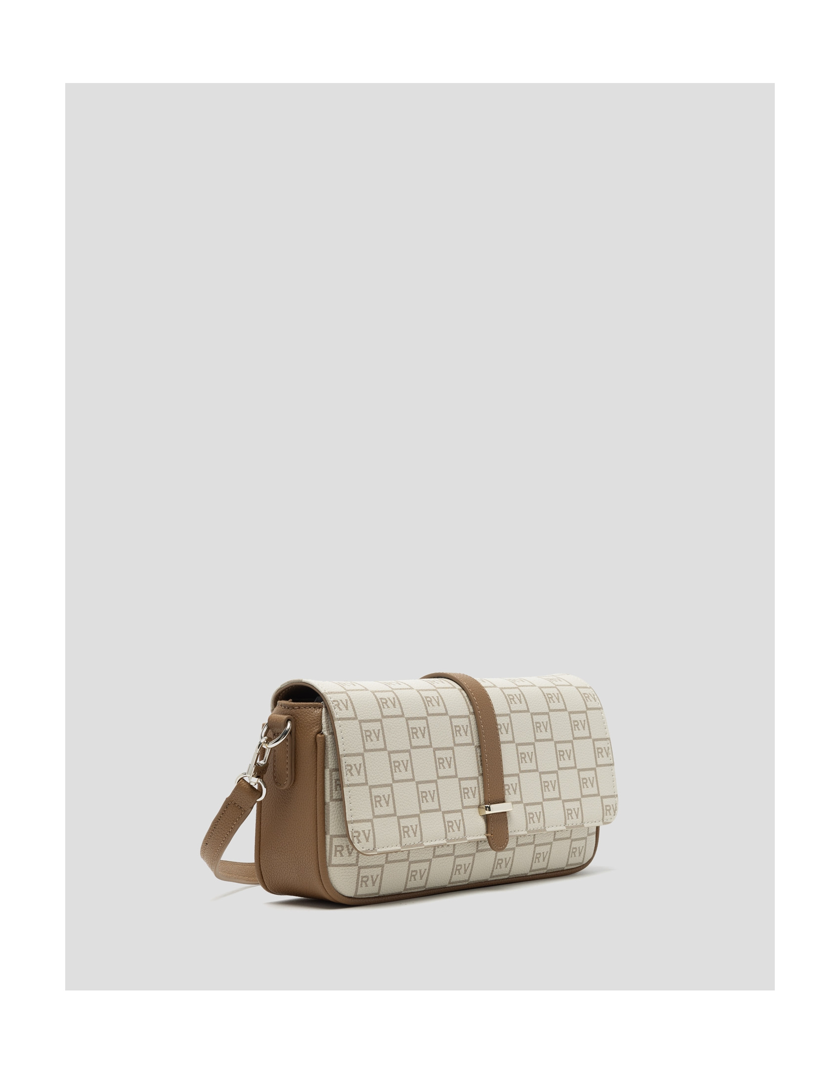 Bolso baguette Gala logos RV crema - Mujer | Roberto Verino