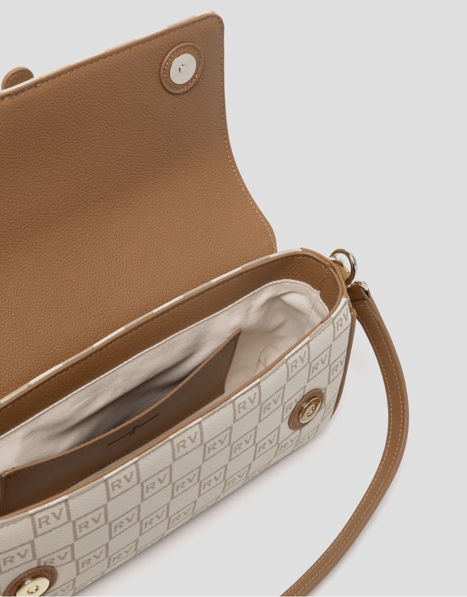 Cream colored baguette Gala bag with RV logos | Roberto Verino