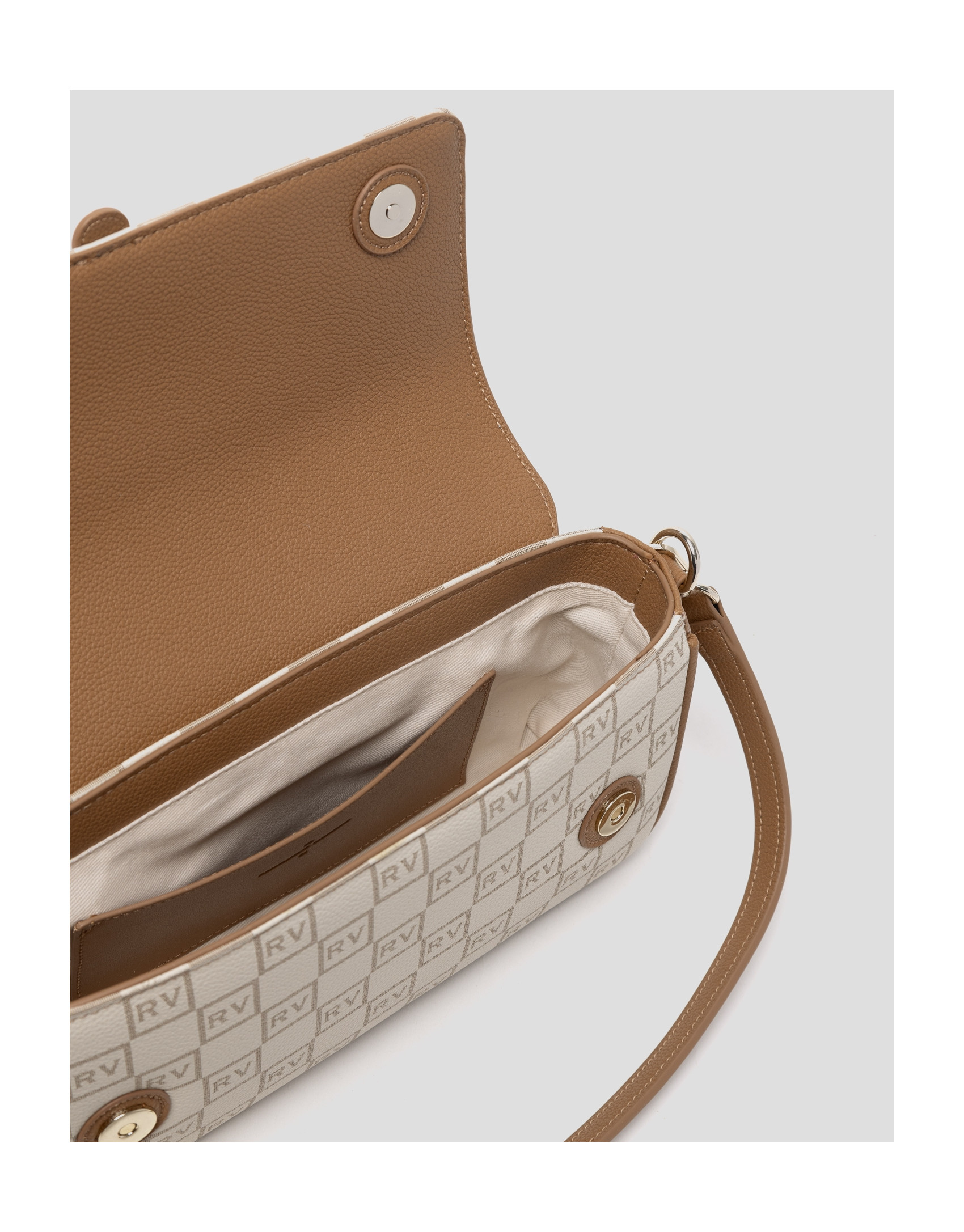 Bolso baguette Gala logos RV crema - Mujer | Roberto Verino