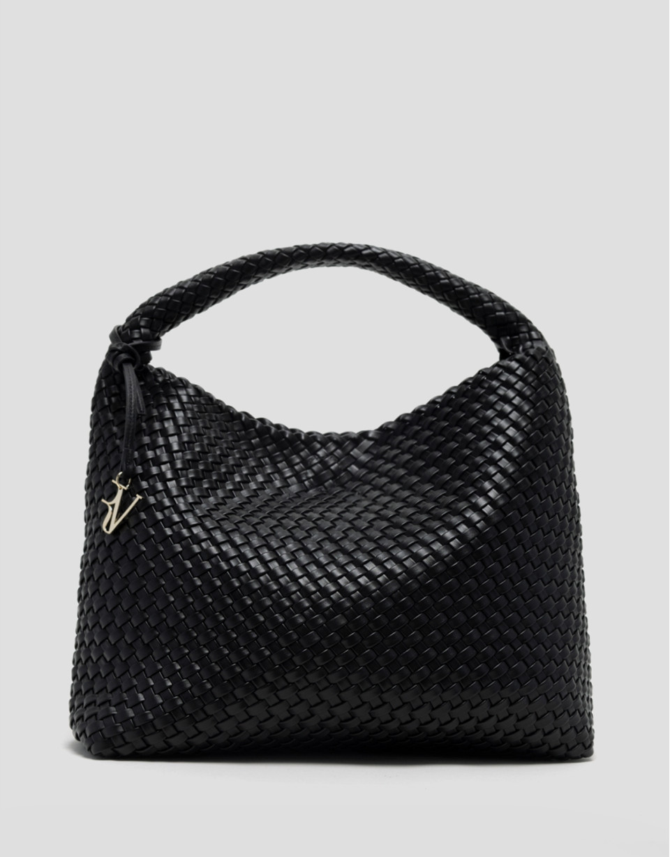Black Paula Hobo shoulder bag with braided ... | Roberto Verino